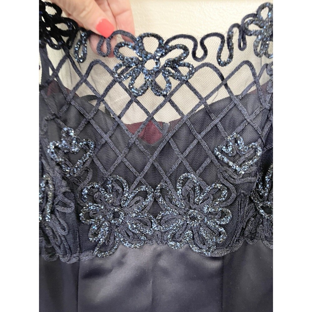Vintage 90's whimsygoth Navy Blue beaded party formal prom dress size 7/8 Small - Picture 5 of 8